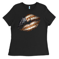 Black Vintage American Flag With Leopard Pattern Ladies Tee - Bettercallsaul
