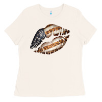 Bone Vintage American Flag With Leopard Pattern Ladies Tee - Bettercallsaul