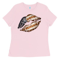 Bubblegum Pink Vintage American Flag With Leopard Pattern Ladies Tee - Bettercallsaul