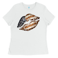 White Vintage American Flag With Leopard Pattern Ladies Tee - Bettercallsaul