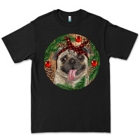 Black Christmas Pug With Leopard Premium Tee - RanaPortraitStore