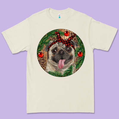 Christmas Pug With Leopard Premium Tee Designed By Ranaportraitstore