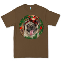 Cacao Christmas Pug With Leopard Premium Tee - RanaPortraitStore