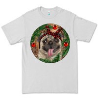 Dove Grey Christmas Pug With Leopard Premium Tee - RanaPortraitStore