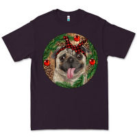 Plum Christmas Pug With Leopard Premium Tee - RanaPortraitStore