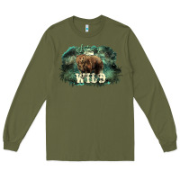 Army Green Stay wild night Grizzly Bear Long Sleeve Tee - HowdyJamesFarm