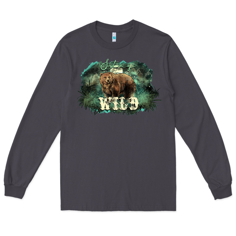 Stay Wild Night Grizzly Bear Long Sleeve Tee by HowdyJamesFarm | Teevron