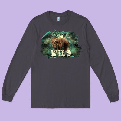 Stay Wild Night Grizzly Bear Long Sleeve Tee Designed By Howdyjamesfarm