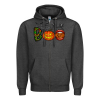 Charcoal Heather boo halloween Zipper Hoodie - CowhideDigitalArt