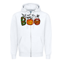 White boo halloween Zipper Hoodie - CowhideDigitalArt