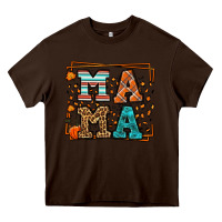 Chocolate Brown Fall Autumn Leopard Mama Heavy Core Tee - LillyAllenDesigns