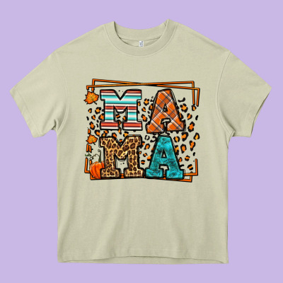 Fall Autumn Leopard Mama Heavy Core Tee Designed By Lillyallendesigns
