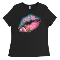 Eared Turquoise Pink Easter Lips Ladies Tee | Teevron