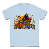 Dusty Blue Happy Halloween Classic Tee - texasbilliewilder