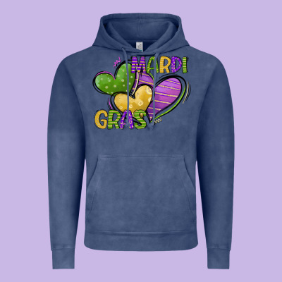 Mardi Gras Heart Vintage Hoodie Designed By Cowgirlartshop