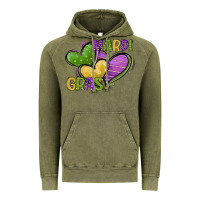 Vintage Olive mardi gras heart Vintage Hoodie - CowGirlArtShop