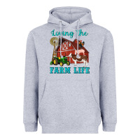 Heather Grey western loving the farm life barn cow pig rooster tractor wind wheel Heavyweight Hoodie - Artiststas
