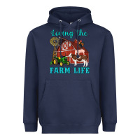 Navy western loving the farm life barn cow pig rooster tractor wind wheel Heavyweight Hoodie - Artiststas