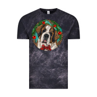 Cloud Black Christmas St. Bernard Vintage Tee - RanaPortraitStore