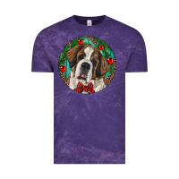Cloud Purple Christmas St. Bernard Vintage Tee - RanaPortraitStore
