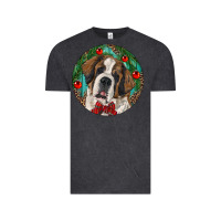 Vintage Black Christmas St. Bernard Vintage Tee - RanaPortraitStore