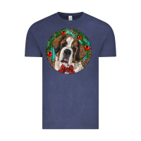 Vintage Denim Christmas St. Bernard Vintage Tee - RanaPortraitStore