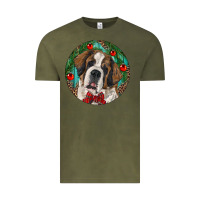 Vintage Olive Christmas St. Bernard Vintage Tee - RanaPortraitStore