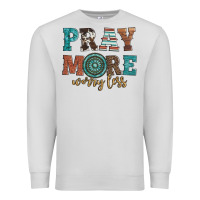 Dove Grey pray more worry less Premium Sweatshirt - Artiststas