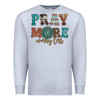 Heather Grey pray more worry less Premium Sweatshirt - Artiststas