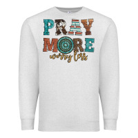 Oatmeal Heather pray more worry less Premium Sweatshirt - Artiststas