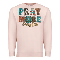 Pale Pink pray more worry less Premium Sweatshirt - Artiststas