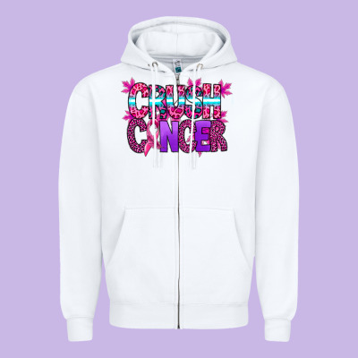 Crush Cancer Zipper Hoodie Designed By Sublimationcraftshop