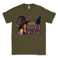 Army Green 100% That Witch Black Afro Witch Classic Tee - texasbilliewilder
