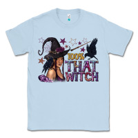 Dusty Blue 100% That Witch Black Afro Witch Classic Tee - texasbilliewilder