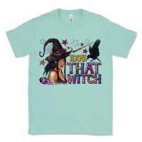 Seafoam 100% That Witch Black Afro Witch Classic Tee - texasbilliewilder