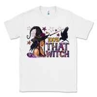 White 100% That Witch Black Afro Witch Classic Tee - texasbilliewilder