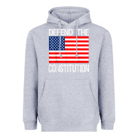 Heather Grey Defend the Constitution US Political Protest Tee Heavyweight Hoodie - minhPixels