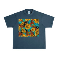 Midnight Navy rustic sunflowers Urban Heavy Tee - TumblerDesignByShophia
