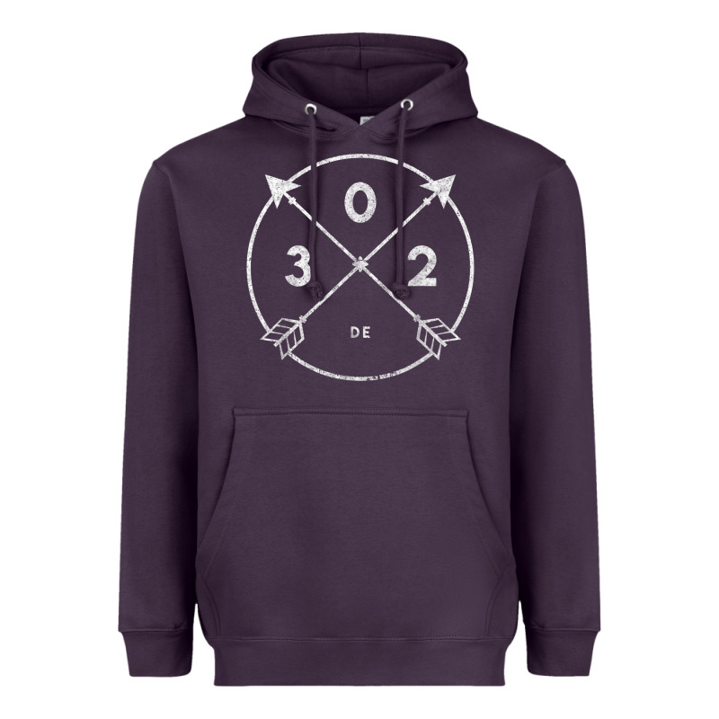 Delaware Area Code 302 State Pride Souvenir Gift Arrow Heavyweight Hoodie by minhPixels | Teevron