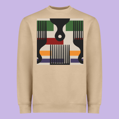 Afro Comb Seamless Pattern Heavyweight Sweatshirt Designed By Bundleandbundleshop