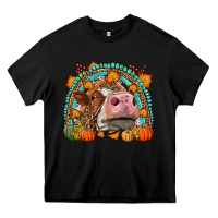 Black Fall Cow Rainbow Heavy Core Tee - LillyAllenDesigns