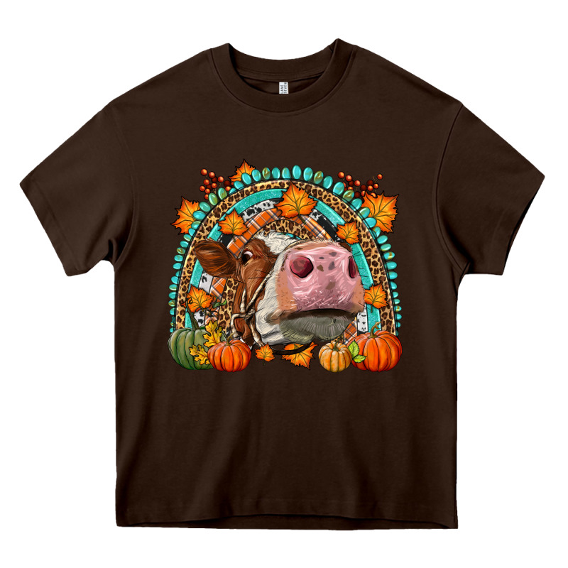 Fall Cow Rainbow Heavy Core Tee by LillyAllenDesigns | Teevron