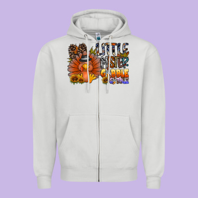 Little Mister Gobble Gobble Zipper Hoodie Designed By Cowhidedigitalart