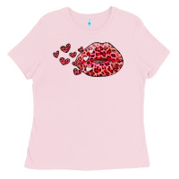 Kiss With Leopard And Hearts Ladies Tee | Teevron