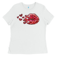 White kiss with leopard and hearts Ladies Tee - RanaPortraitStore