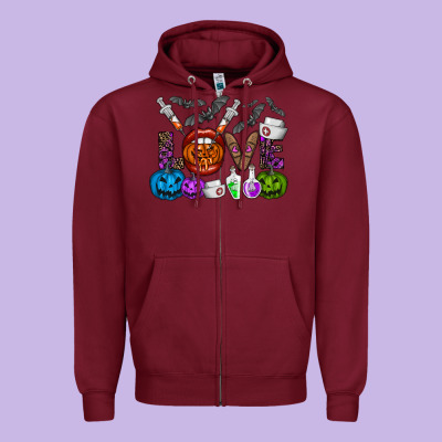 Love  Halloween Zipper Hoodie Designed By Cowhidedigitalart