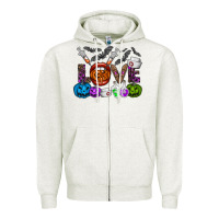 Oatmeal Heather love  halloween Zipper Hoodie - CowhideDigitalArt