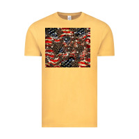 Vintage Mustard American flag leopard tumbler Vintage Tee - HowdyJamesFarm