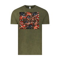 Vintage Olive American flag leopard tumbler Vintage Tee - HowdyJamesFarm