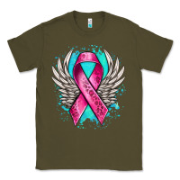 Army Green cancer ribbon with angel wings Classic Tee - NancyCooperArtShop